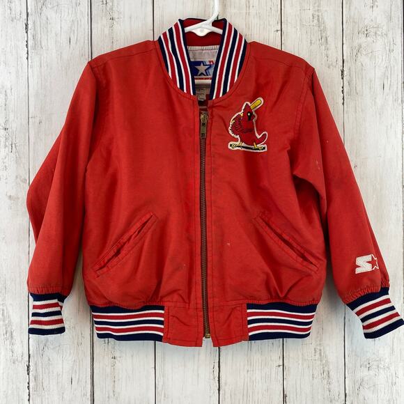 VTG 90's Starter Red St. Louis Cardinals Full Zip Varsity Jacket Kids Size 4 - Picture 1 of 15